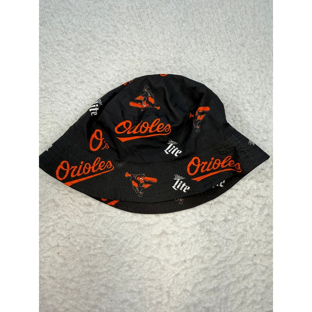 Baltimore Orioles Miller Lite Bucket Hat Black MLB Baseball Fan Gear AOP